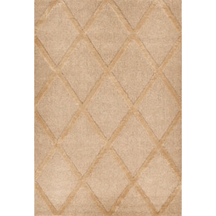 HARMONIE - Tapis de salon beige à motif berbère en relief
