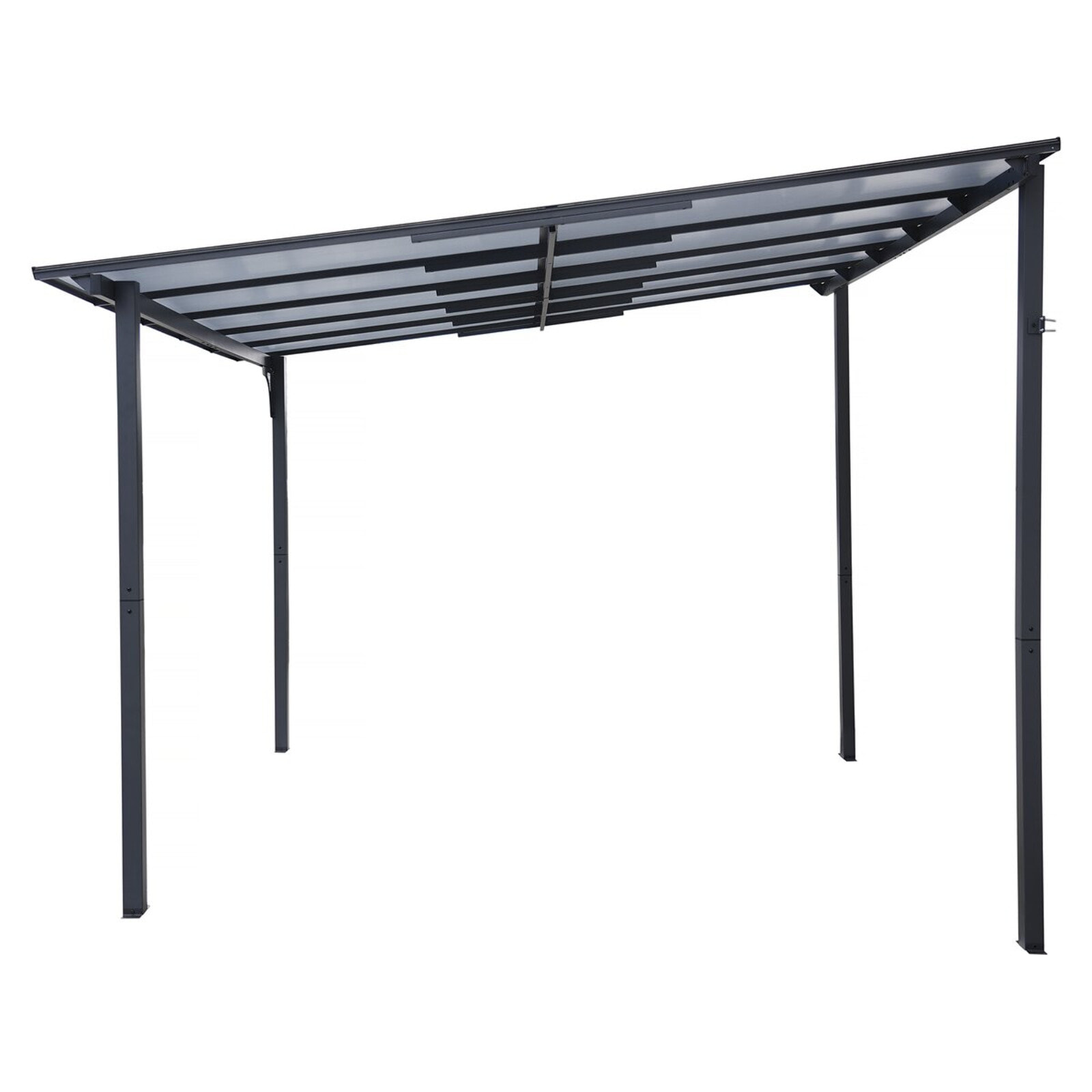 Pergola tonnelle adossée "Marvin" - 3 x 3 m - 304 x 298 x 243 cm - Gris foncé