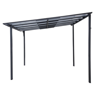 Pergola tonnelle adossée "Marvin" - 3 x 3 m - 304 x 298 x 243 cm - Gris foncé
