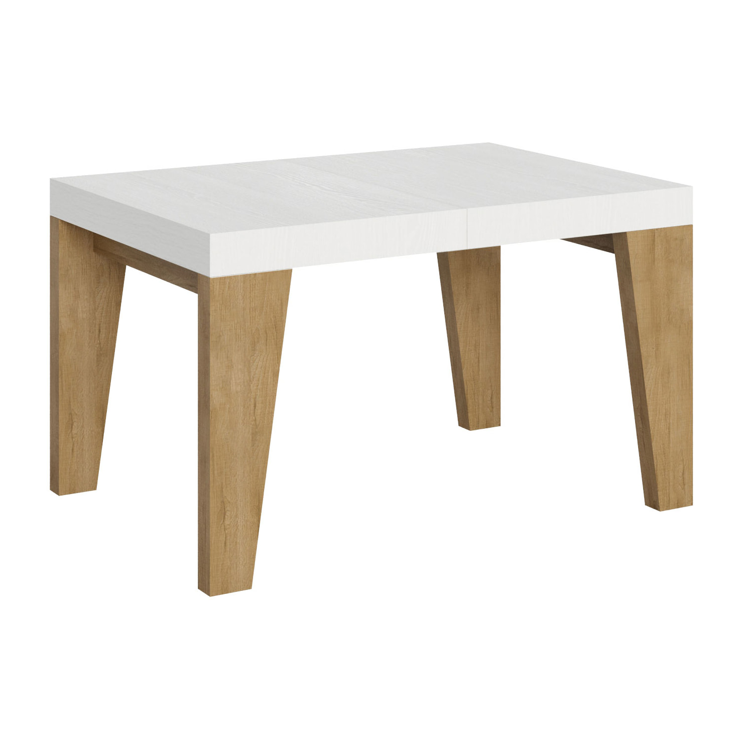 Mesa extensible 90x130/234 cm Naxy Mix tapa Fresno Blanco patas Roble Natural