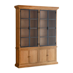 Vitrine Parma -bois massif de manguier et métal-couleur provence naturelle 158 x 210 x 40 cm