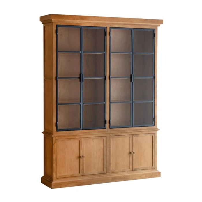 Vitrine Parma -bois massif de manguier et métal-couleur provence naturelle 158 x 210 x 40 cm