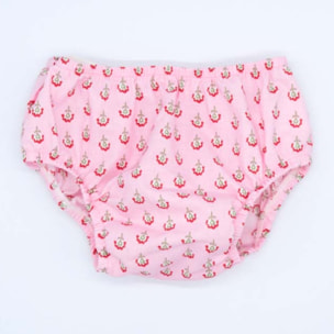 CUBREPAÑAL ROSA CON FLORES ROJAS