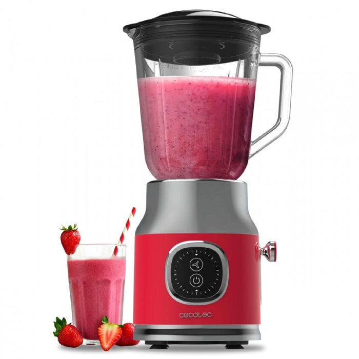 Cecotec Blender Mixeur RetroTwist Red. Puissance Maximale 800 W, Bol en Verre d’