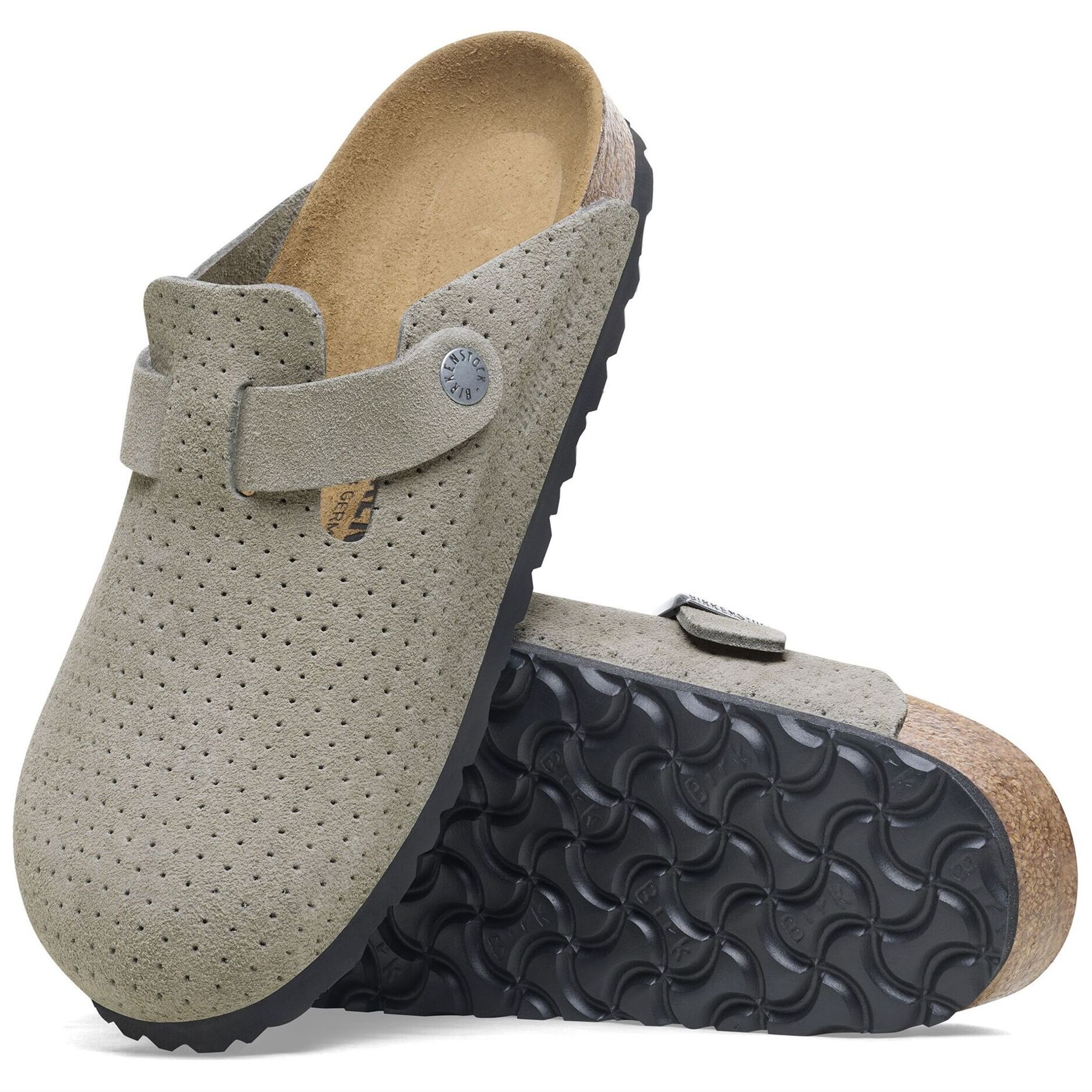 Ciabatte Birkenstock Boston Vl Dotted Stone Coin Grigio