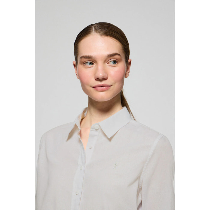 Camicia bianca regular fit in lino-cotone con ricamo Rigby Go
