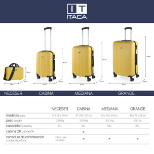 Trolley Mediano 60 Cms  Y Neceser Itaca Diamond Amarillo