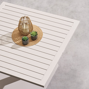 Table de jardin relevable carrée "Salimia" avoine 110 x 110 x 69cm en aluminium