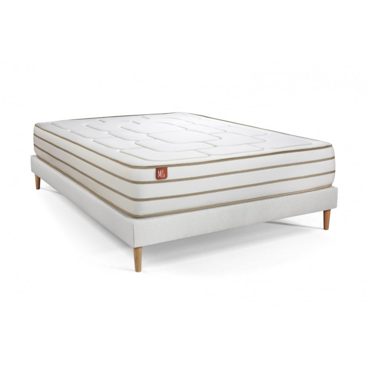 Pack matelas LE DOUILLET - Mémoire de forme BioVisco - Ep. 26 + sommier kit Blanc