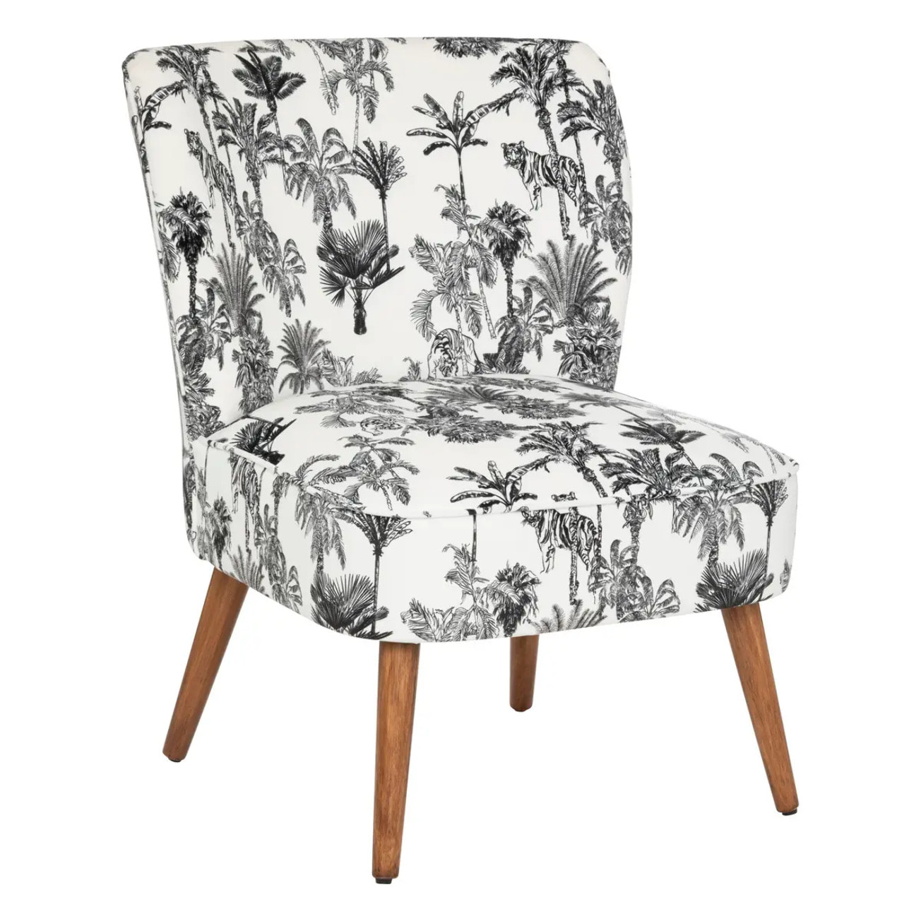 Fauteuil "Chiara" - bois et hévéa - noir et blanc