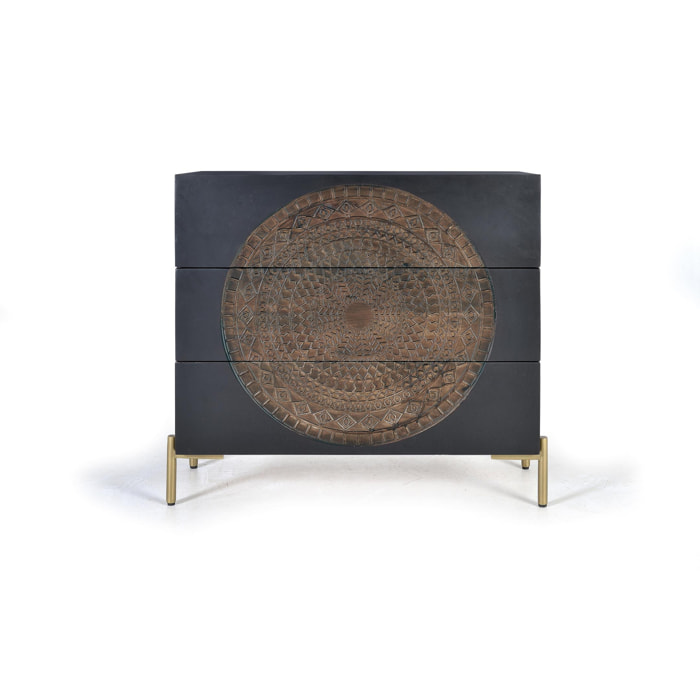 Cómoda de Madera de Mango 95 Cm Estilo Rústico Étnico
