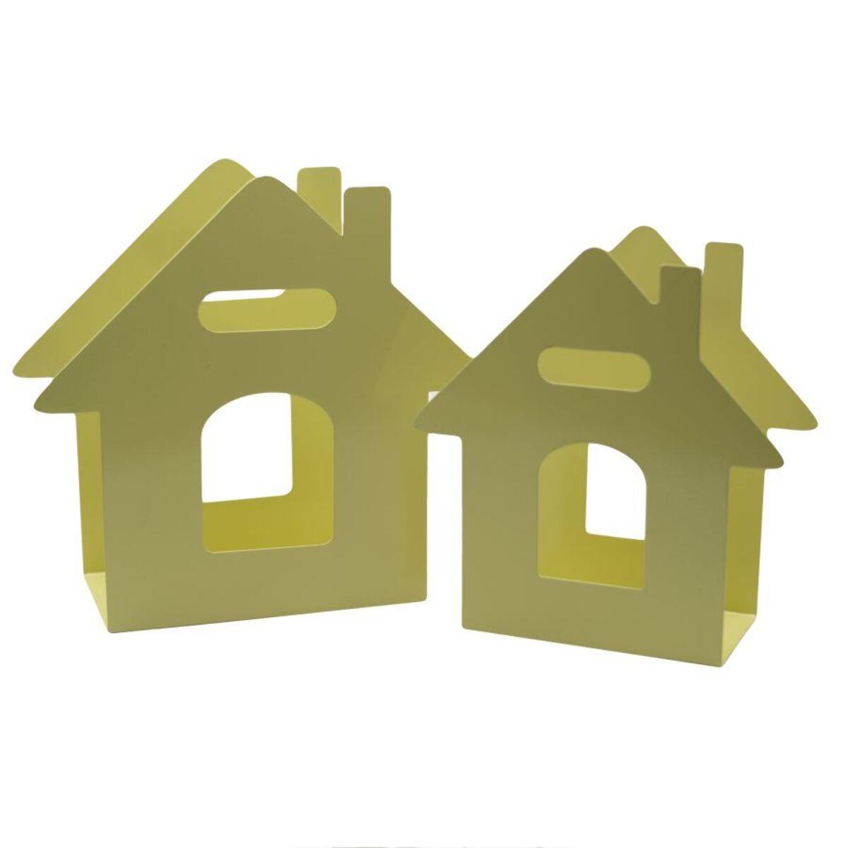 Set di 2 portariviste in metallo design casetta crema cm29x12h29