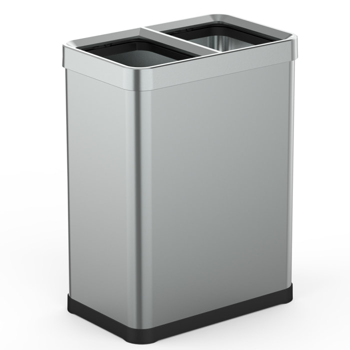 Poubelle de tri open top inox TALLIN 2x30L