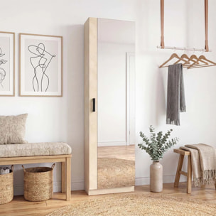 Zapatero alto de 1 puerta con espejo en microcemento beige 180x50 cm Roma Microcemento Beige