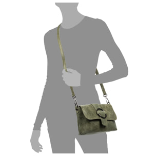 Lentini Borsa a spalla da donna. Vera Pelle Scamosciata Stone Washed.