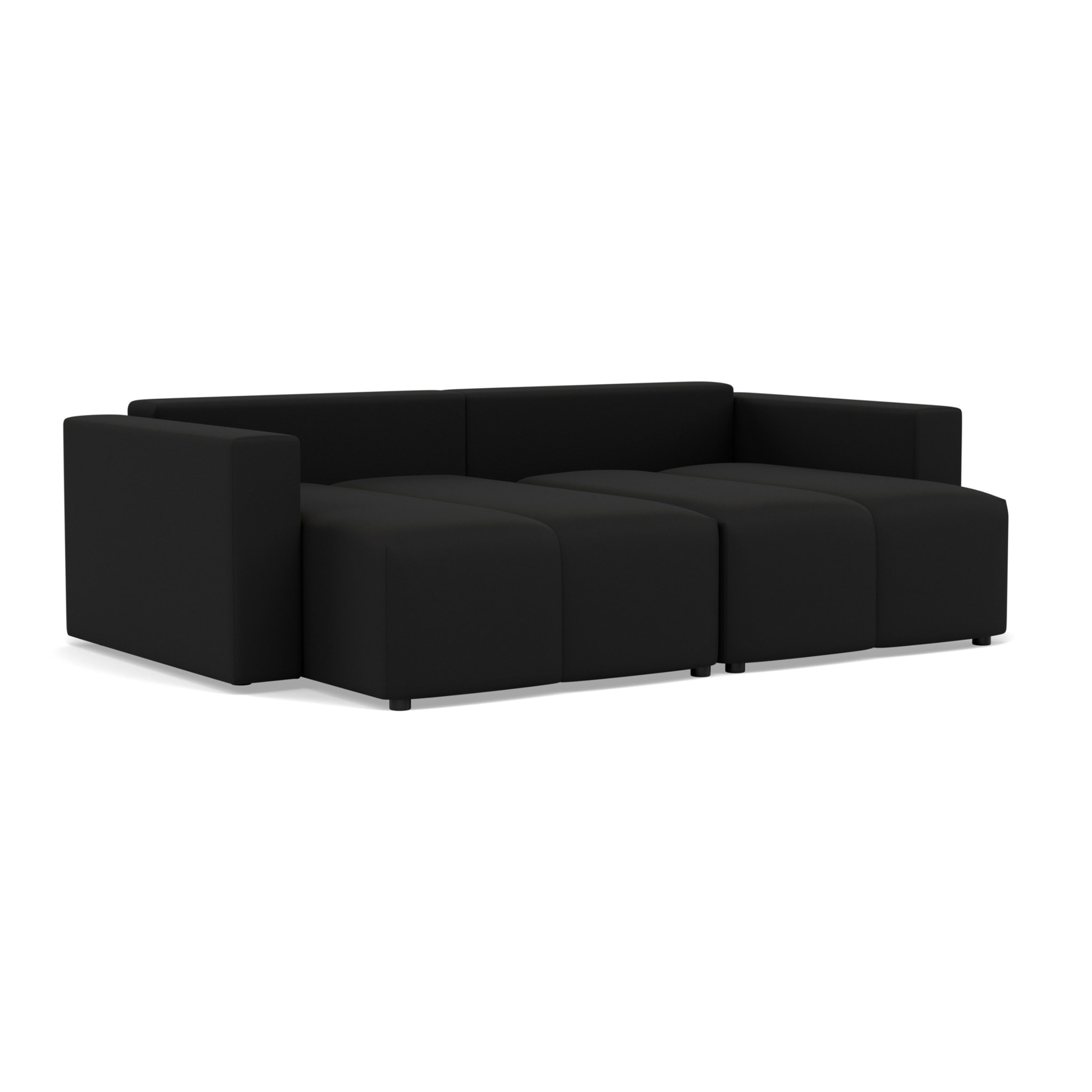 Daryl - canapé d'angle réversible 4 places convertible avec coffre en tissu texturé - Noir