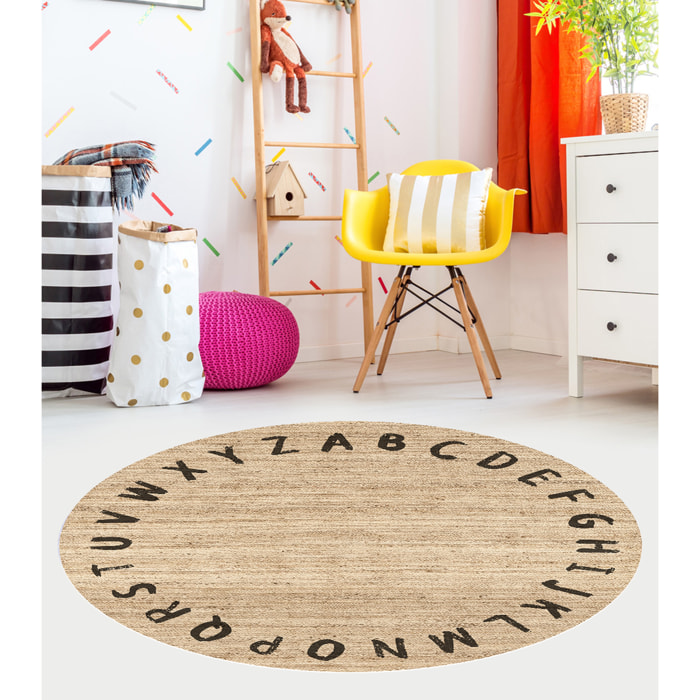 Alfombra de vinilo CERAMIKO, ABC Negro redonda [Diam] 100 cm