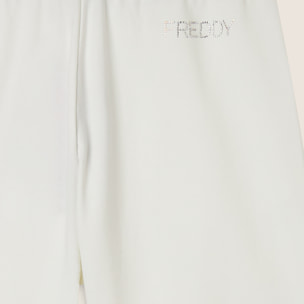 Pantaloni corti con Risvolto e Logo Strass