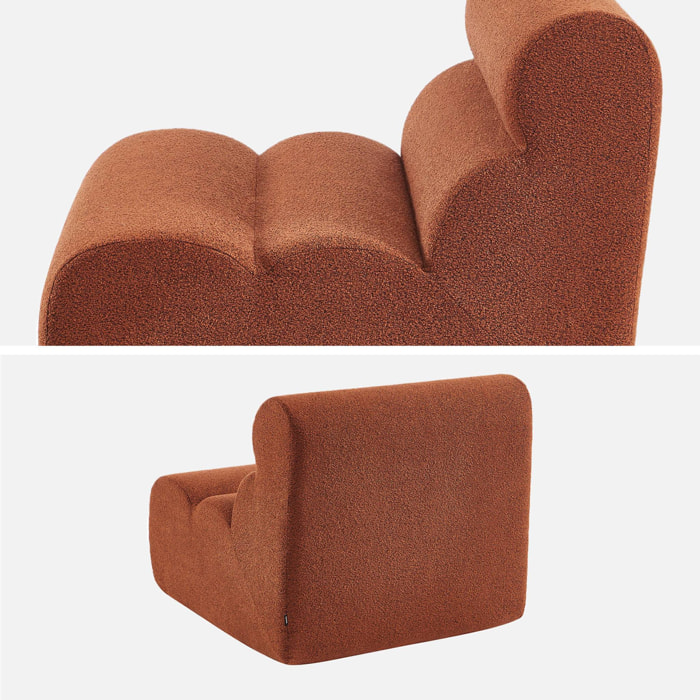 Lot de 3 chauffeuses bouclette texturée terracotta 1 place - L 81 x P 99 x H 75cm - Nova
