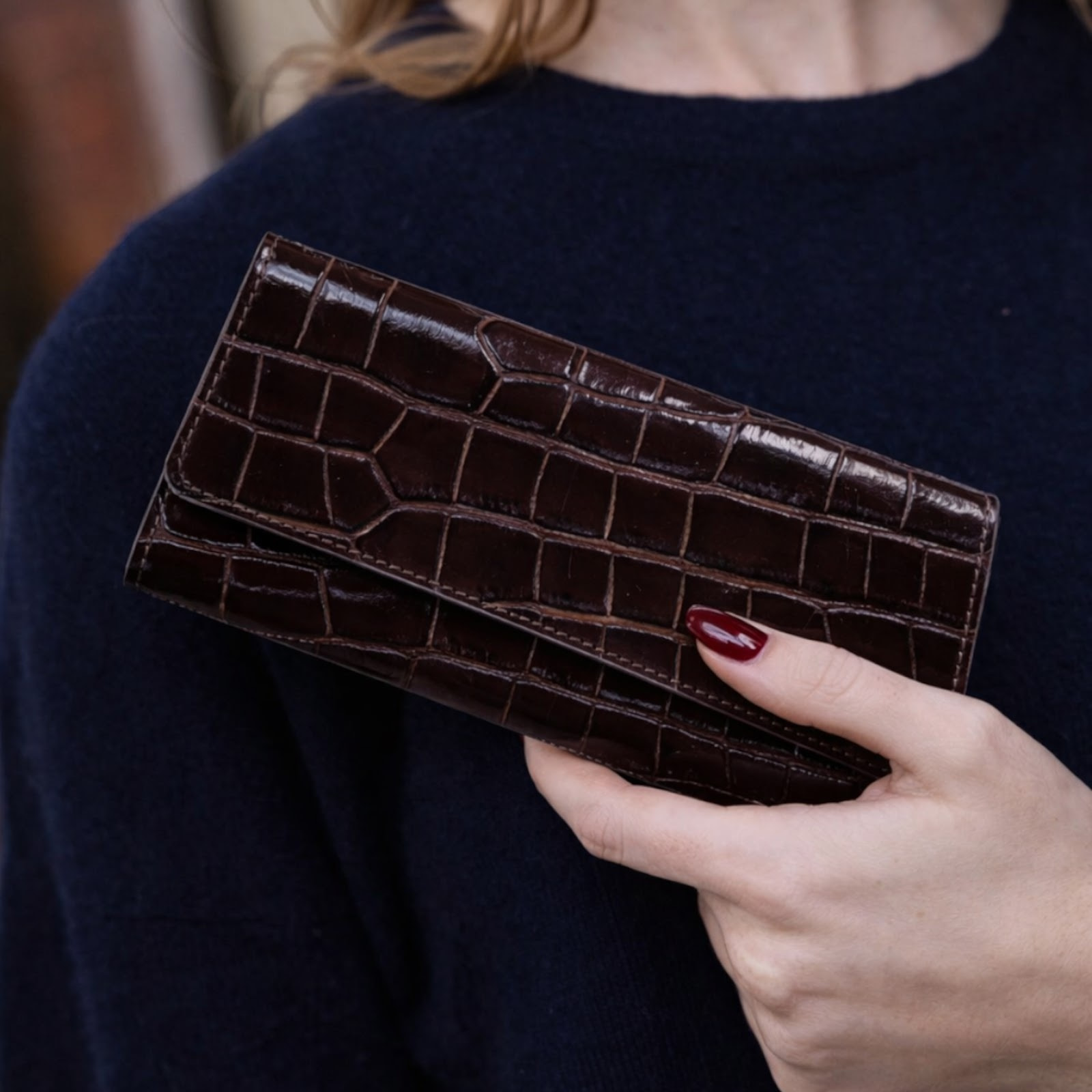 Cartera Cheval Firenze Cosmo Croc Marrón Oscuro