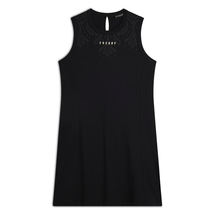 Vestito senza maniche in jersey con dettagli floreali