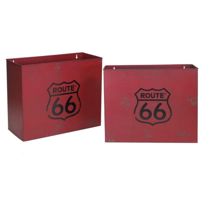 Set di 2 portariviste in metallo Bristol rosso cm34,5x15,5h28