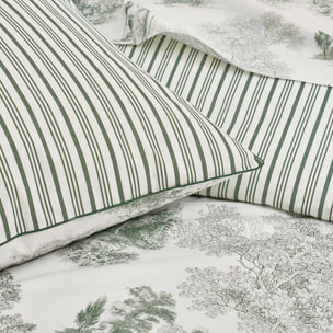 Taie d'oreiller percale de coton imprimé vert Poesie verde