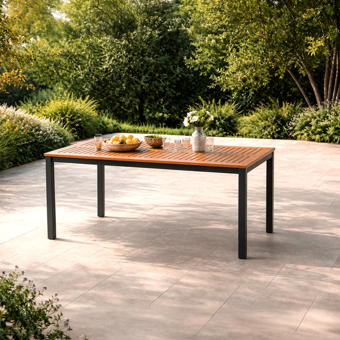 Table 6 places en bois naturel d'eucalyptus 150cm JAGNA