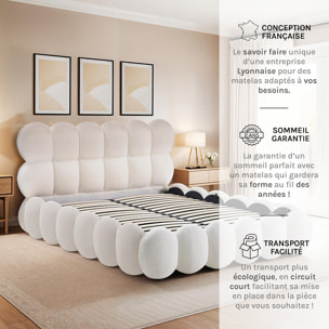 Lit coffre velours beige 2 places