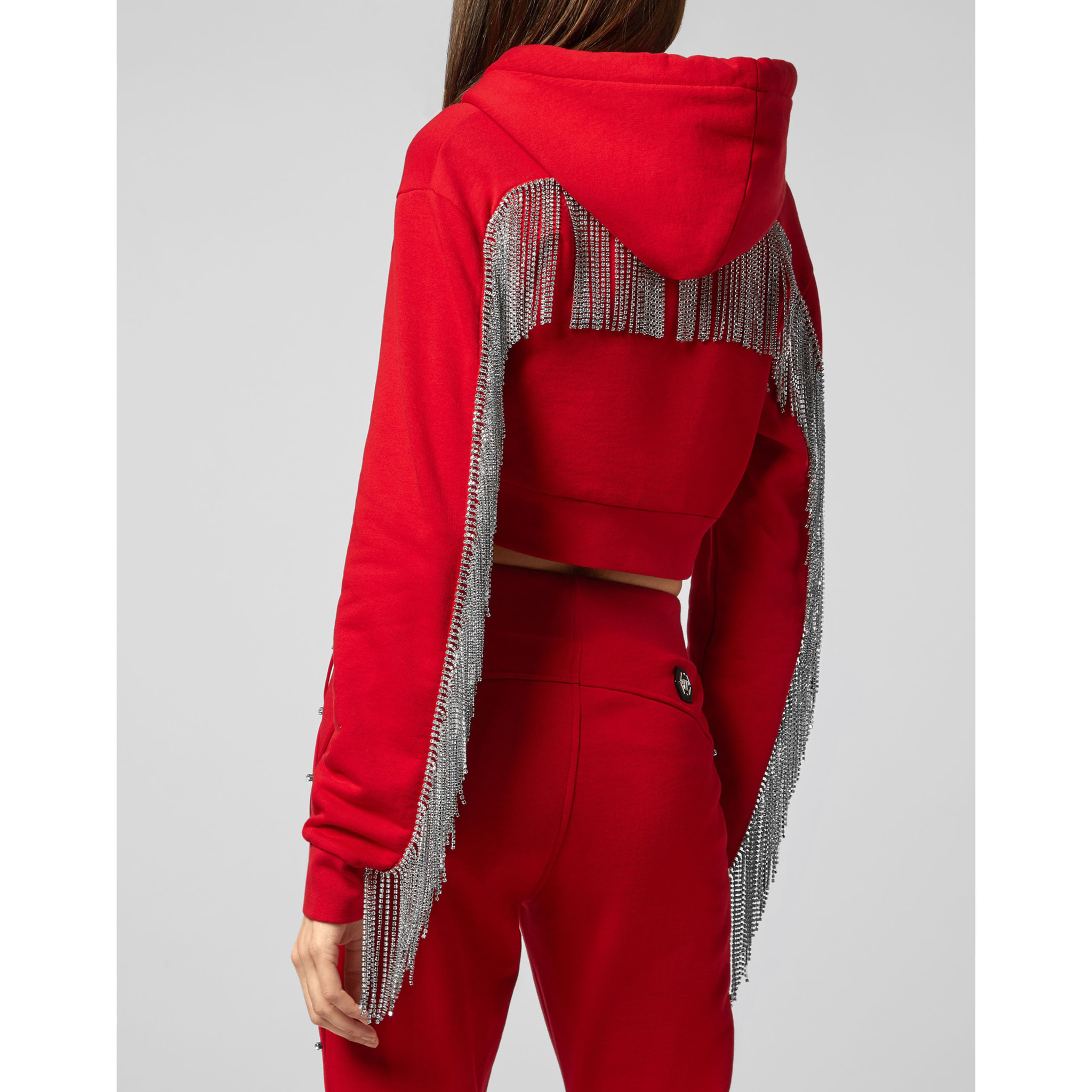 PHILIPP PLEIN Hoodie Sweatjacket Crystal Fringe