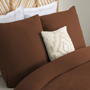 Parure de lit 3 pièces "Flora" gaze de coton marron 260x240cm