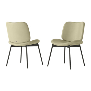 SET DI 2 SEDIE MAKO - STRUTTURA GRIGIO CARBONE, PELLE PANNA