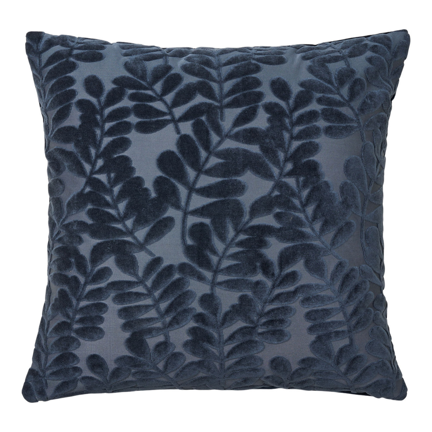 Cuscino Yona blu con motivo foglie in rilievo 45×45 cm