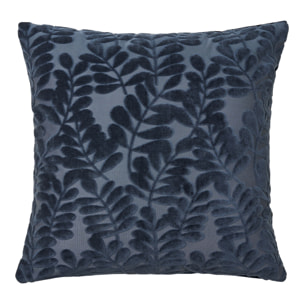 Cuscino Yona blu con motivo foglie in rilievo 45×45 cm