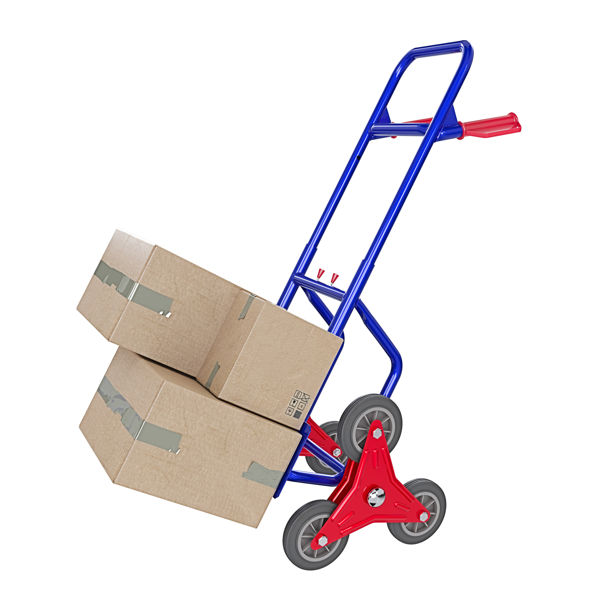 Carrello A Mano Montascale Portapacchi Portata Max 200 Kg Carrellino Pieghevole Acciaio Tubolare Ruote In Gomma Trasporto Pacchi 112 x 61 x 44 Cm Blu