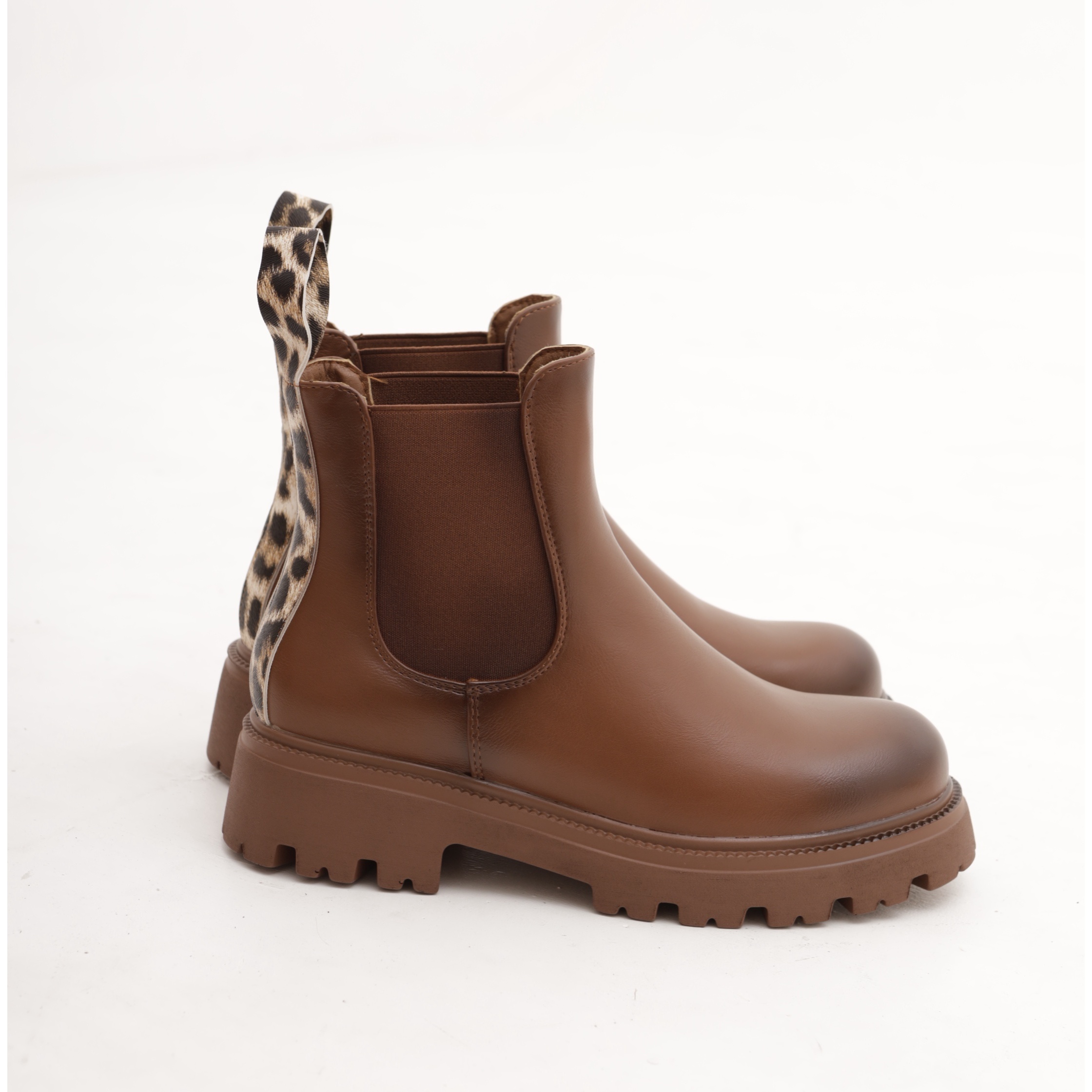 STIVALETTO BASSO ELASTICI ANIMALIER CHOCOLA' MARRONE