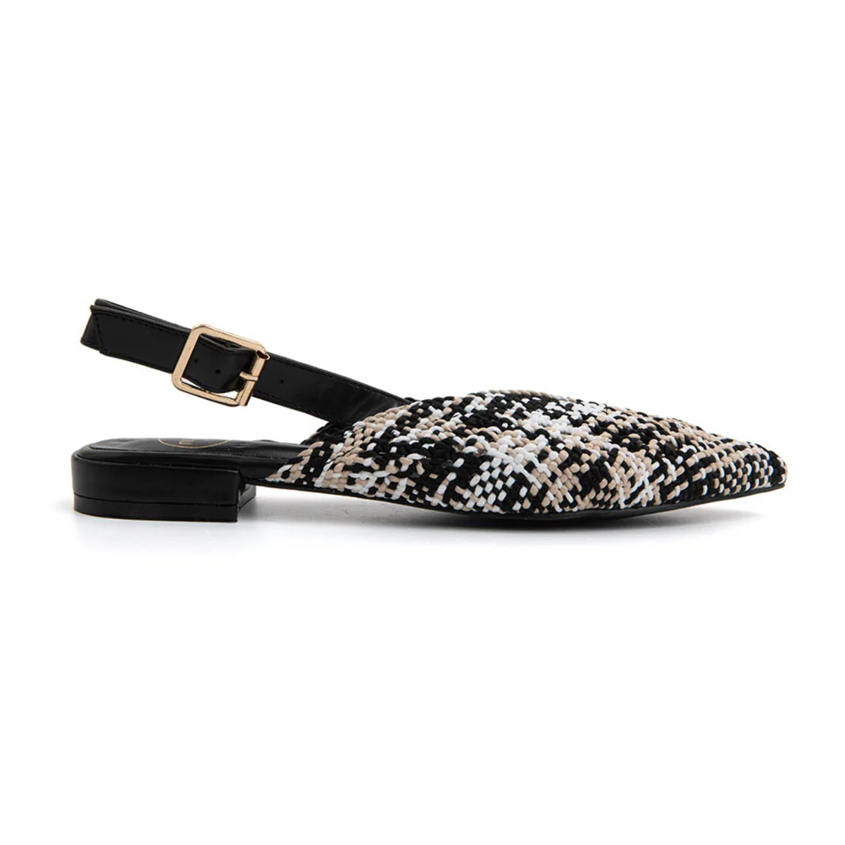 Slingback chic-fabric bicolore - NERO