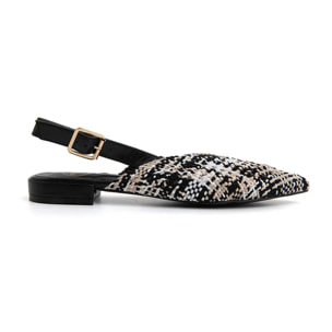 Slingback chic-fabric bicolore - NERO