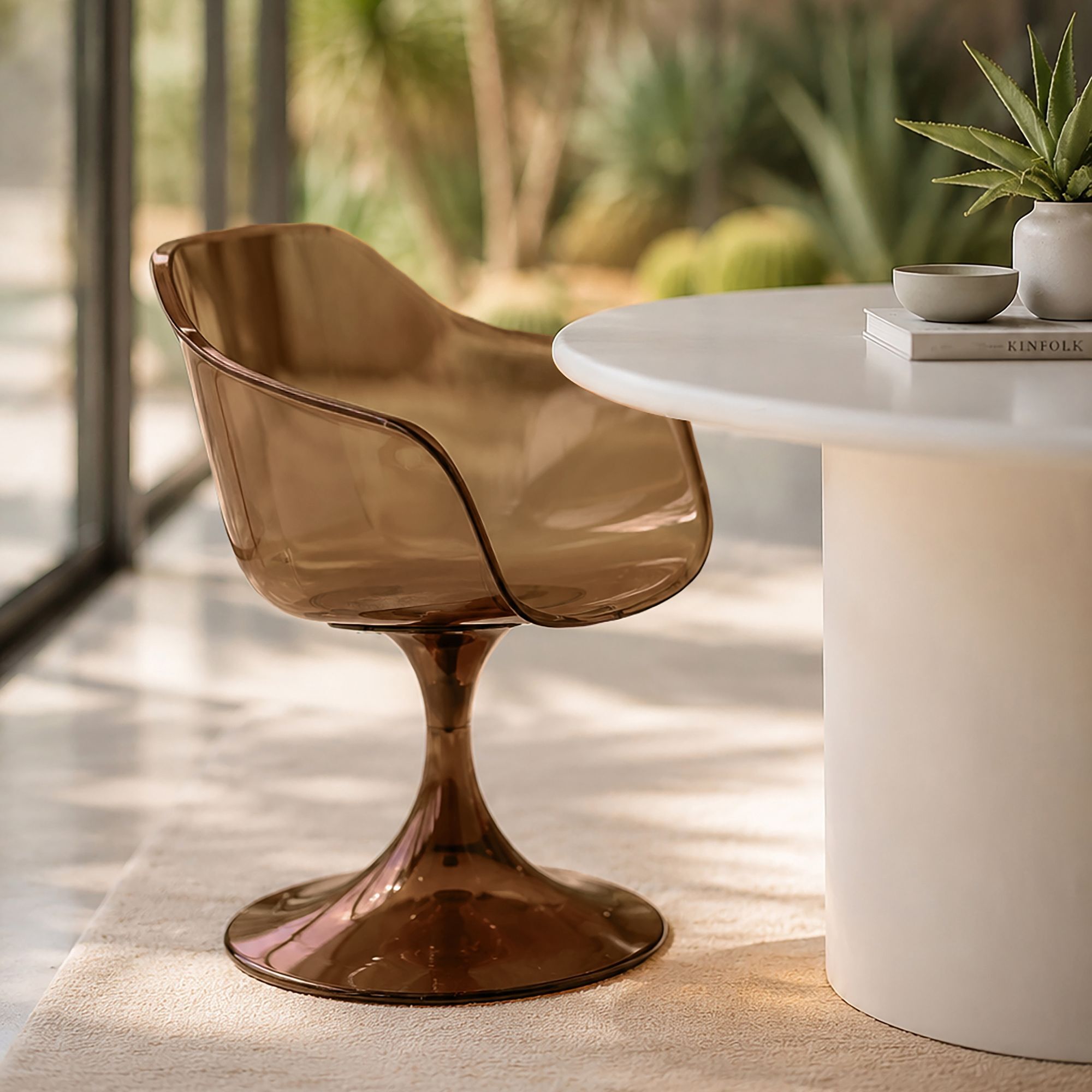 Lot de 2 fauteuils de table en polycarbonate écorce GLAM