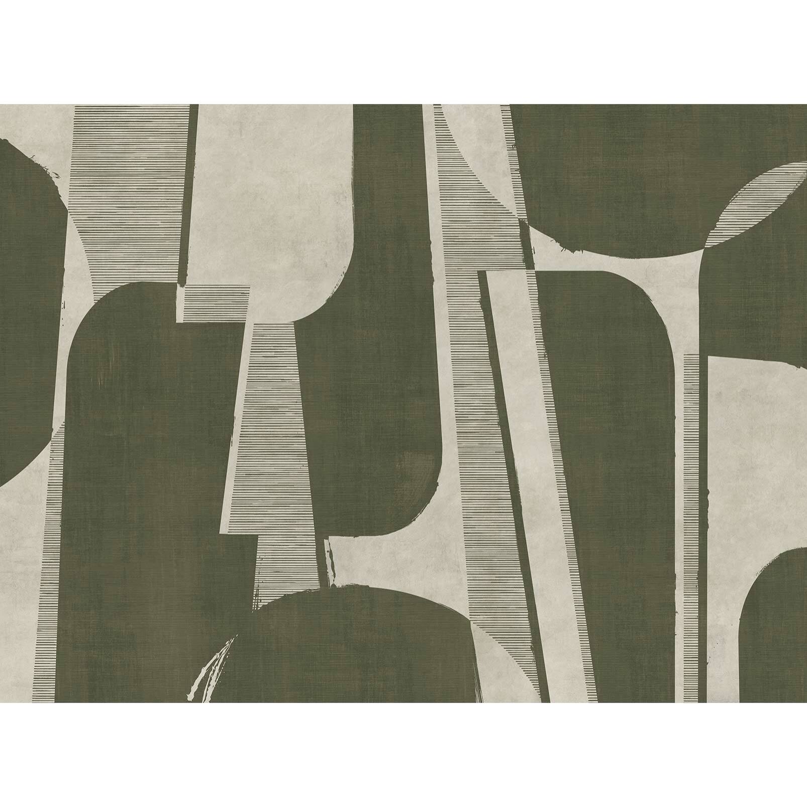 Papier peint panoramique Cadence olive  Intissé