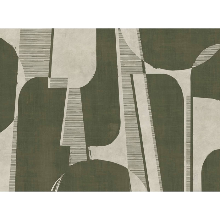 Papier peint panoramique Cadence olive  Intissé