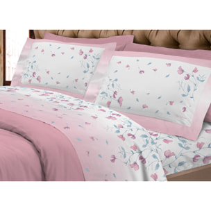 Completo Lenzuola In Calda Flanella Made In Italy Linea Europa Peaflower Rosa