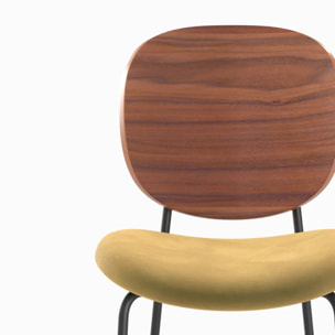 Lot de 2 chaises pour îlot central 65,5 cm en velours jaune - Simone