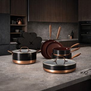 Batterie de cuisine 13 pièce en aluminium recyclé noir et marron BLACK COPPER