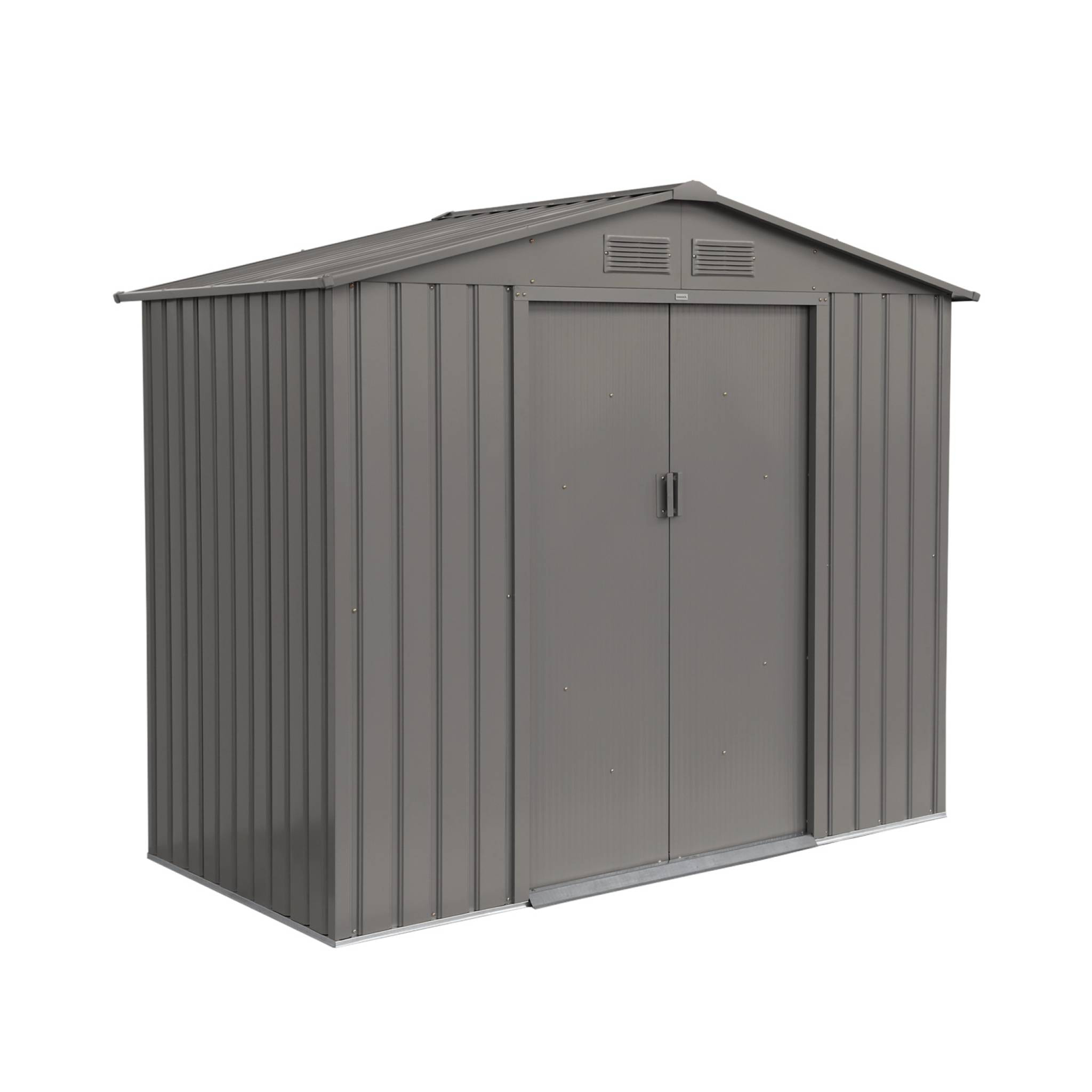 Abri de jardin en métal - Houtland. 2.71 m² taupe - Cabane à outils avec double portes coulissantes. kit de fixation sol inclus. L 213 x P 131 x H 185cm