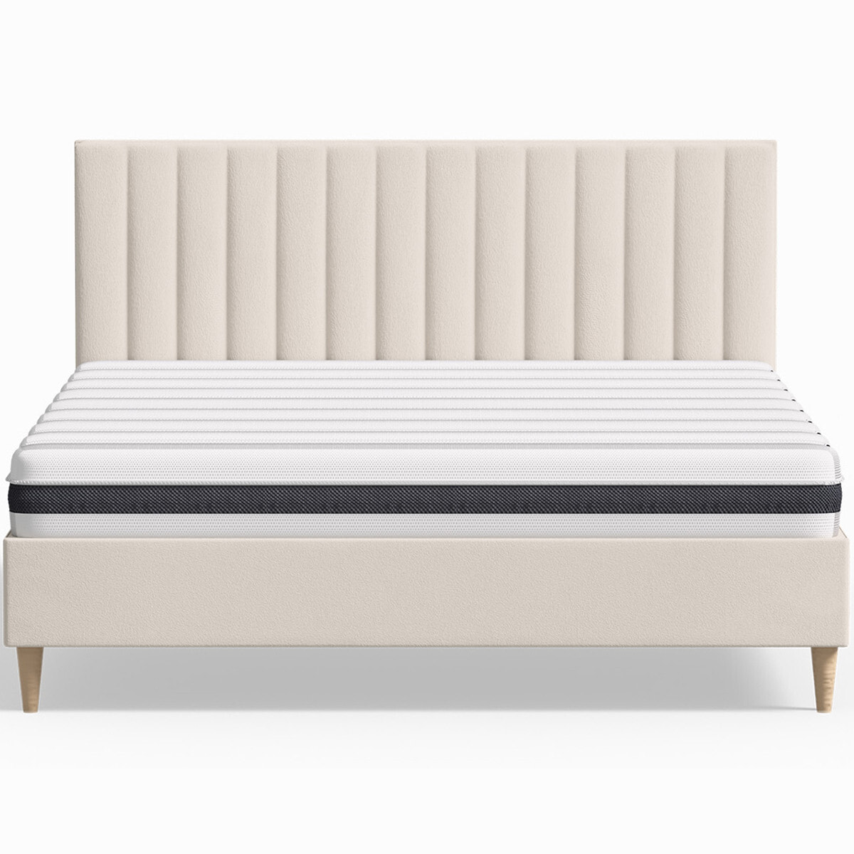 Pack lit en velours + Matelas ressorts et Mousse HR - ELIOT & HYGIOSPRING
