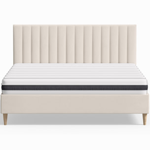 Pack lit en velours + Matelas ressorts et Mousse HR - ELIOT & HYGIOSPRING