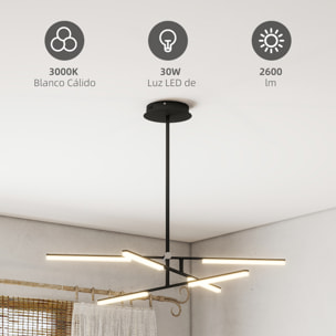 Lámpara Colgante Moderna, Lámpara de Techo LED con Ángulo de Luz Ajustable, Pantalla de Acrílico, Iluminación para Dormitorio, Comedor, Cocina, Salón, Restaurante, Negro
