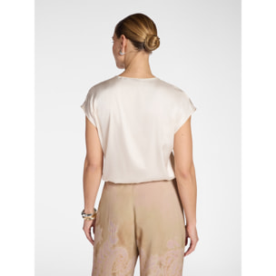 Elena Mirò - Blusa in raso con scollo a V - Bianco