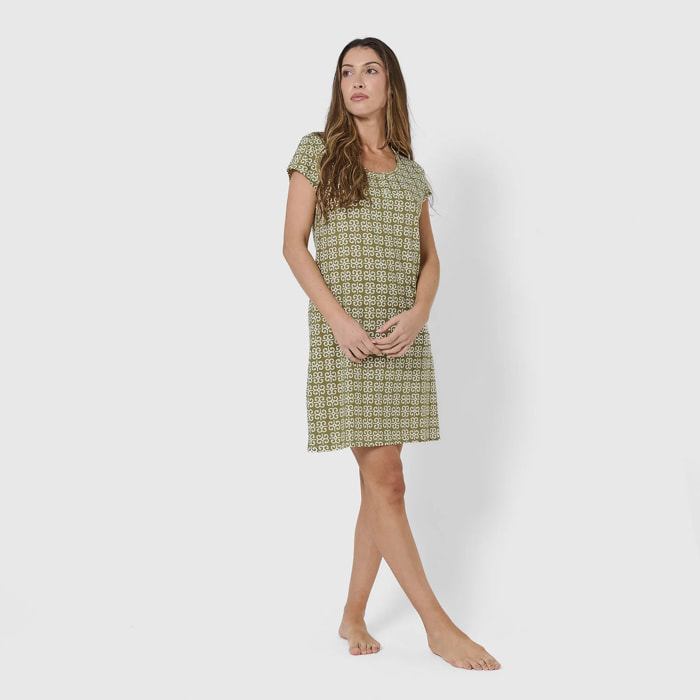 Vestido algodón sagitario verde cacería